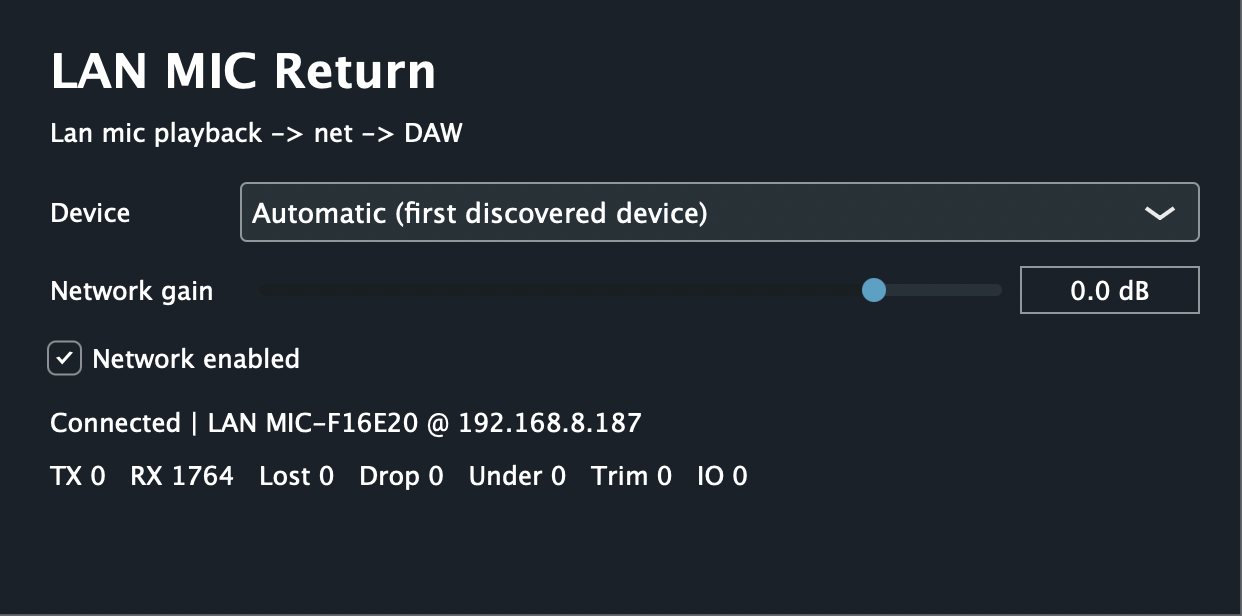 LAN MIC Return 插件界面